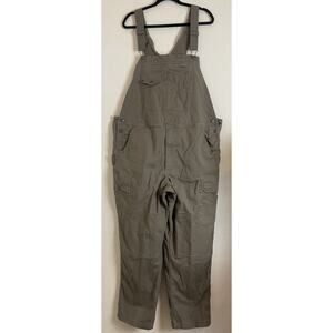 Duluth Trading Co Bib Overalls Men's XL Beige Ballroom Double Flex Denim Jeans